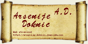 Arsenije Doknić vizit kartica